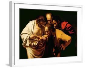 The Incredulity of St. Thomas, 1602-03-Caravaggio-Framed Giclee Print