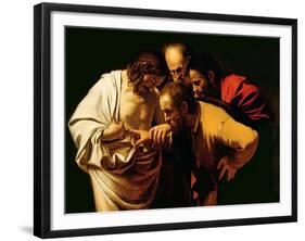 The Incredulity of St. Thomas, 1602-03-Caravaggio-Framed Giclee Print