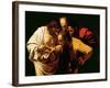 The Incredulity of St. Thomas, 1602-03-Caravaggio-Framed Giclee Print