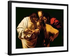 The Incredulity of St. Thomas, 1602-03-Caravaggio-Framed Giclee Print