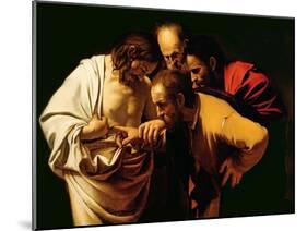 The Incredulity of St. Thomas, 1602-03-Caravaggio-Mounted Giclee Print