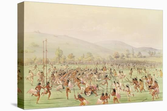 The Indian Ball Game, C.1832-George Catlin-Stretched Canvas