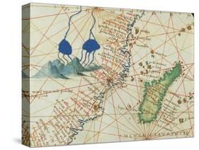 The Indian Ocean and Part of Asia and Africa: Spring of the Nile River and Madagascar-Battista Agnese-Stretched Canvas