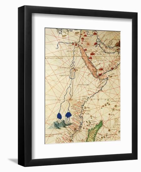 The Indian Ocean and Part of Asia and Africa: the Course of the Nile River-Battista Agnese-Framed Giclee Print