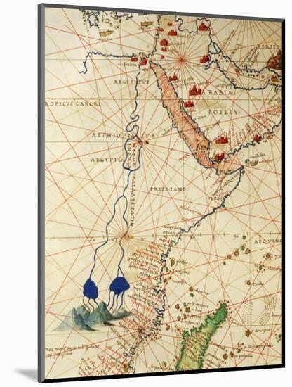 The Indian Ocean and Part of Asia and Africa: the Course of the Nile River-Battista Agnese-Mounted Giclee Print