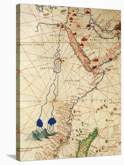 The Indian Ocean and Part of Asia and Africa: the Course of the Nile River-Battista Agnese-Stretched Canvas