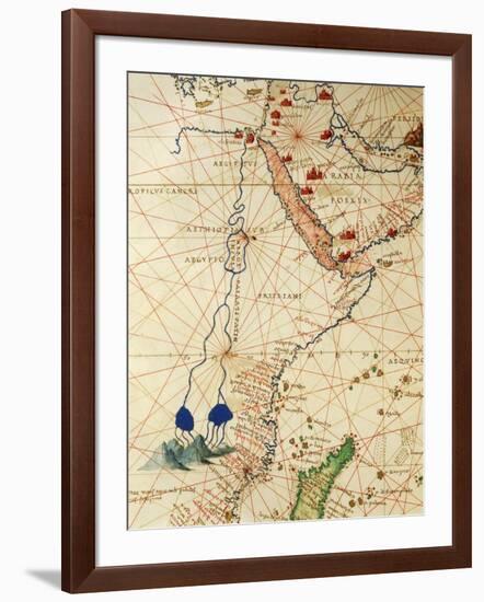 The Indian Ocean and Part of Asia and Africa: the Course of the Nile River-Battista Agnese-Framed Giclee Print