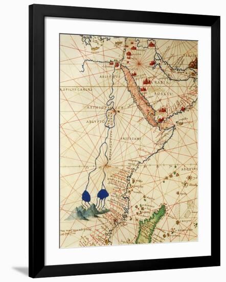 The Indian Ocean and Part of Asia and Africa: the Course of the Nile River-Battista Agnese-Framed Giclee Print
