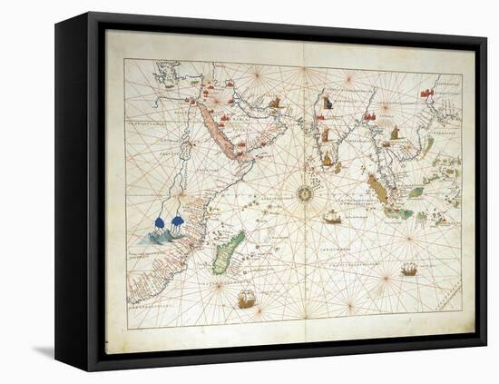 The Indian Ocean and Part of Asia and Africa-Battista Agnese-Framed Stretched Canvas