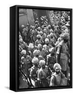 The Indian Sikh Troops from Punjab, Boarding the Troop Transport in the Penang Harbor-Carl Mydans-Framed Stretched Canvas