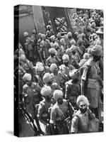 The Indian Sikh Troops from Punjab, Boarding the Troop Transport in the Penang Harbor-Carl Mydans-Stretched Canvas