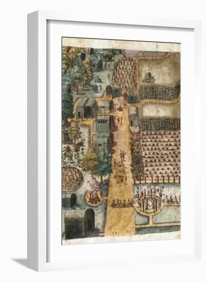 The Indian Village of Secoton, Book Illustration, circa 1570-80-John White-Framed Giclee Print