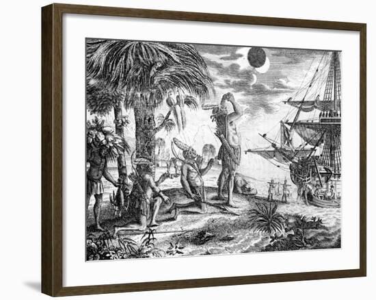 The Indians Astonished at the Eclipse of the Moon Foretold by Columbus, Illustration from 'A New…-null-Framed Giclee Print