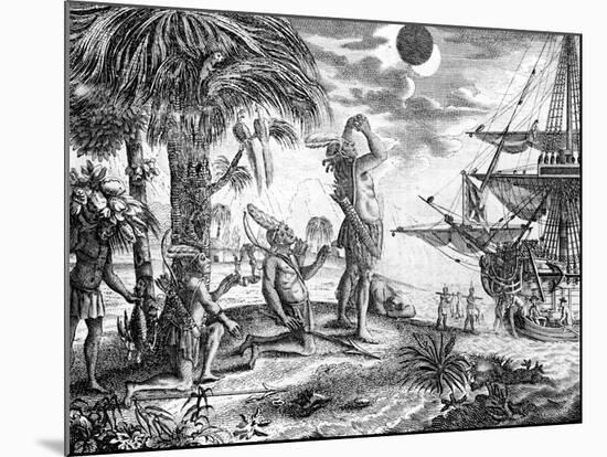 The Indians Astonished at the Eclipse of the Moon Foretold by Columbus, Illustration from 'A New…-null-Mounted Giclee Print