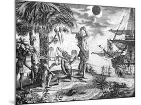 The Indians Astonished at the Eclipse of the Moon Foretold by Columbus, Illustration from 'A New…-null-Mounted Giclee Print