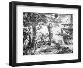 The Indians Astonished at the Eclipse of the Moon Foretold by Columbus, Illustration from 'A New…-null-Framed Premium Giclee Print