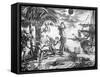 The Indians Astonished at the Eclipse of the Moon Foretold by Columbus, Illustration from 'A New…-null-Framed Stretched Canvas