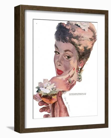 The Indiscreet Widow - Saturday Evening Post "Leading Ladies", June 10, 1950 pg.38-Joe deMers-Framed Giclee Print