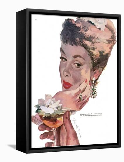 The Indiscreet Widow - Saturday Evening Post "Leading Ladies", June 10, 1950 pg.38-Joe deMers-Framed Stretched Canvas