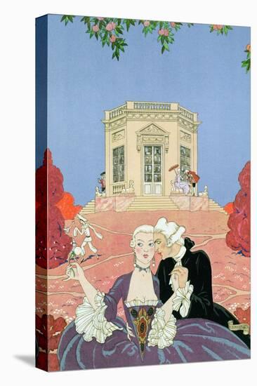 The Indolents, Illustration for "Fetes Galantes" by Paul Verlaine 1928-Georges Barbier-Stretched Canvas