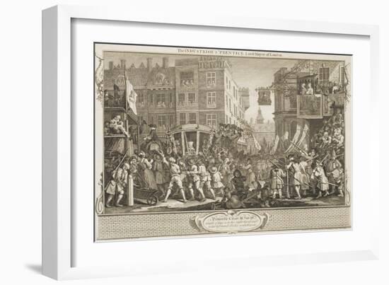 The Industrious 'Prentice Lord Mayor of London, from the Series "Industry and Idleness"-William Hogarth-Framed Giclee Print