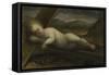 The Infant Christ Lying on a Cross-null-Framed Stretched Canvas