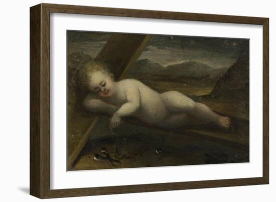 The Infant Christ Lying on a Cross-null-Framed Giclee Print