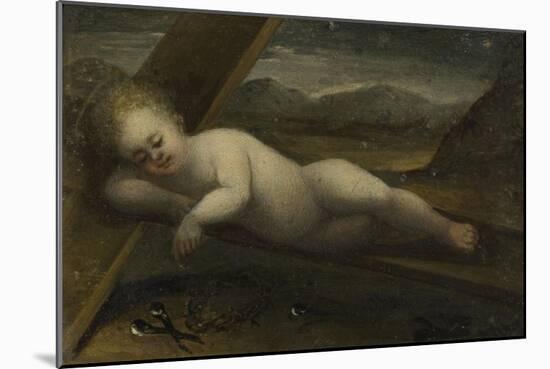 The Infant Christ Lying on a Cross-null-Mounted Giclee Print