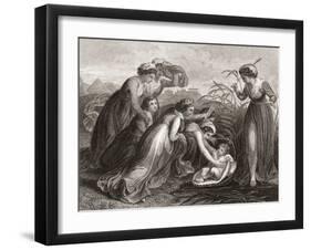 The Infant Moses Is Found in the Bulrushes on the River Bank by the Pharaoh's Daughter. from a 19th-null-Framed Giclee Print