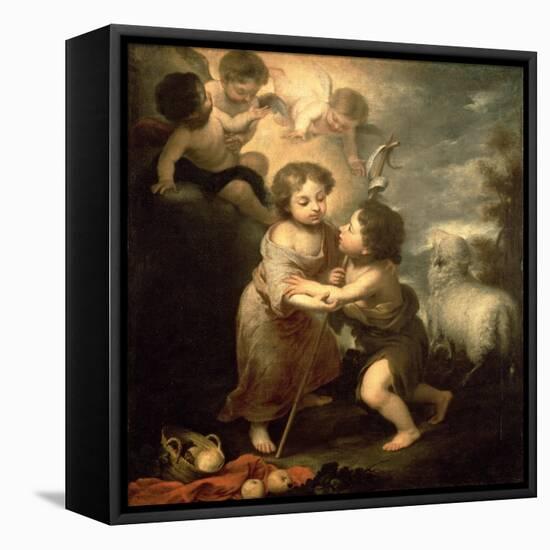 The Infants Christ and John the Baptist-Bartolome Esteban Murillo-Framed Stretched Canvas