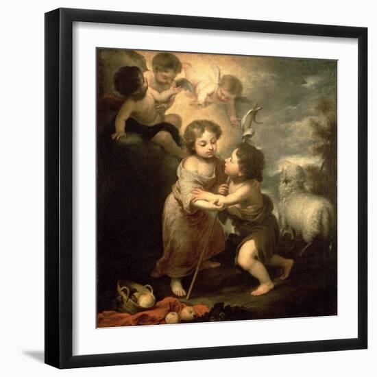 The Infants Christ and John the Baptist-Bartolome Esteban Murillo-Framed Premium Giclee Print
