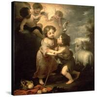 The Infants Christ and John the Baptist-Bartolome Esteban Murillo-Stretched Canvas