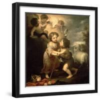 The Infants Christ and John the Baptist-Bartolome Esteban Murillo-Framed Giclee Print