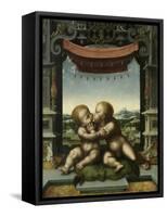 The Infants Christ and Saint John the Baptist Embracing, 1520-25-Joos Van Cleve-Framed Stretched Canvas