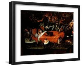 The Inferno, Detail of a Couple in Bed Surrounded by Monstrous Animals-Herri Met De Bles-Framed Giclee Print