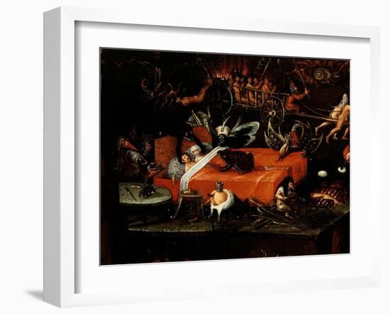 The Inferno, Detail of a Couple in Bed Surrounded by Monstrous Animals-Herri Met De Bles-Framed Giclee Print