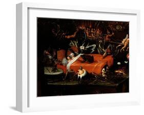 The Inferno, Detail of a Couple in Bed Surrounded by Monstrous Animals-Herri Met De Bles-Framed Giclee Print