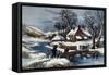 The Ingleside Winter-Currier & Ives-Framed Stretched Canvas