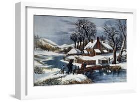 The Ingleside Winter-Currier & Ives-Framed Giclee Print