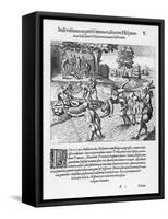 The Inhabitants of Puerto Rico Test the Belief That the Spaniards are Immortal by Drowning Salsedo-Theodor de Bry-Framed Stretched Canvas