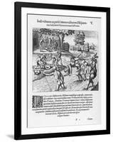 The Inhabitants of Puerto Rico Test the Belief That the Spaniards are Immortal by Drowning Salsedo-Theodor de Bry-Framed Art Print