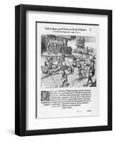 The Inhabitants of Puerto Rico Test the Belief That the Spaniards are Immortal by Drowning Salsedo-Theodor de Bry-Framed Art Print