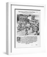 The Inhabitants of Puerto Rico Test the Belief That the Spaniards are Immortal by Drowning Salsedo-Theodor de Bry-Framed Art Print