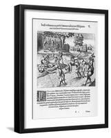 The Inhabitants of Puerto Rico Test the Belief That the Spaniards are Immortal by Drowning Salsedo-Theodor de Bry-Framed Art Print