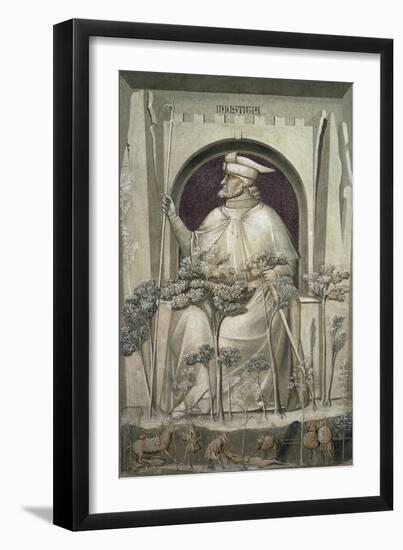 The Injustice, an Old Man Holding a Sword in His Hands While before Him the Trees of Evil Grow-Giotto di Bondone-Framed Giclee Print