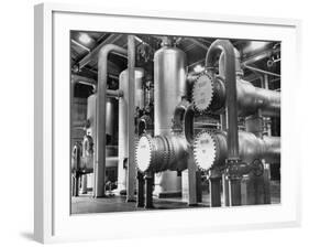 The Inside of a Gas Conservation Plant Showing Massive Pipelines-J^ R^ Eyerman-Framed Photographic Print