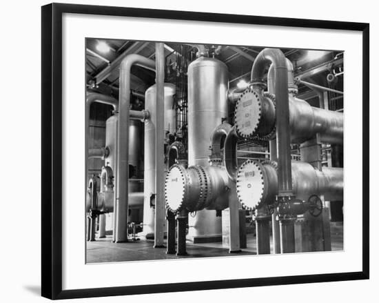 The Inside of a Gas Conservation Plant Showing Massive Pipelines-J^ R^ Eyerman-Framed Photographic Print