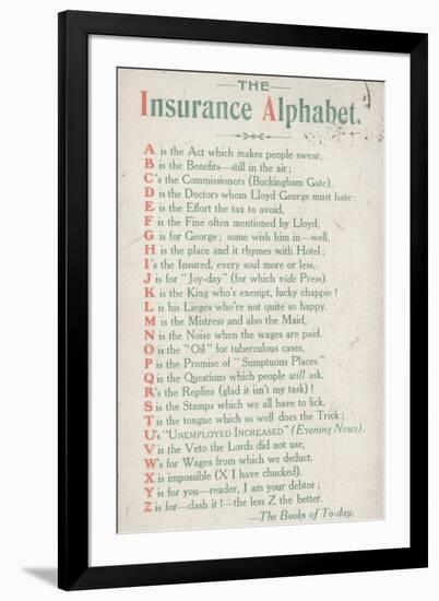 The Insurance Alphabet-null-Framed Giclee Print