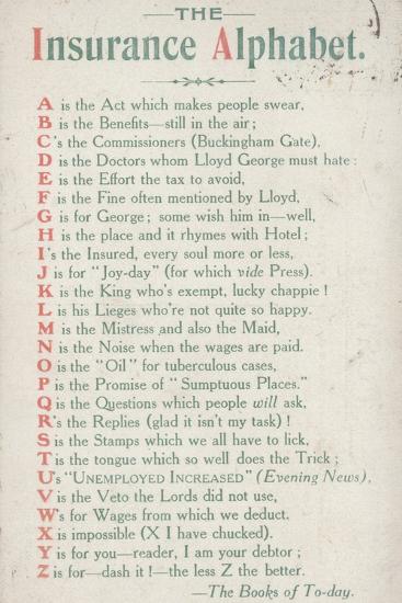 'The Insurance Alphabet' Giclee Print | AllPosters.com
