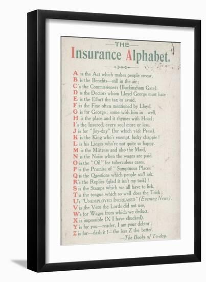 The Insurance Alphabet-null-Framed Giclee Print